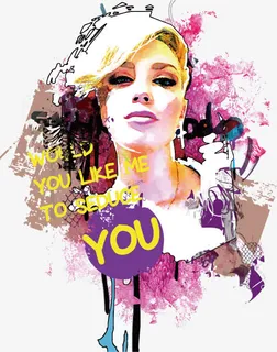 水彩美女印花矢量图免抠