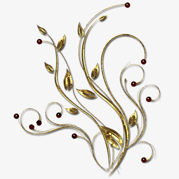 金色花叶png素材免抠