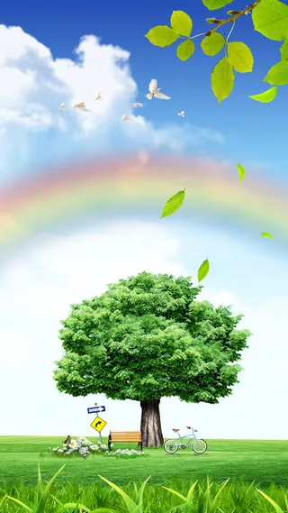 312植树节春天绿树H5背景高清