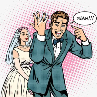 手绘新娘新郎免抠