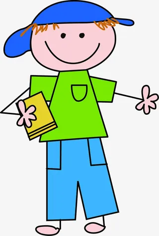 手绘读书学生漫画人物免抠