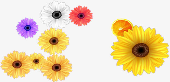 春天彩色花朵漂浮装饰免抠