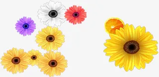 春天彩色花朵漂浮装饰免抠