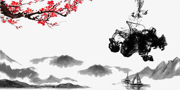 手绘水墨中国龙免抠