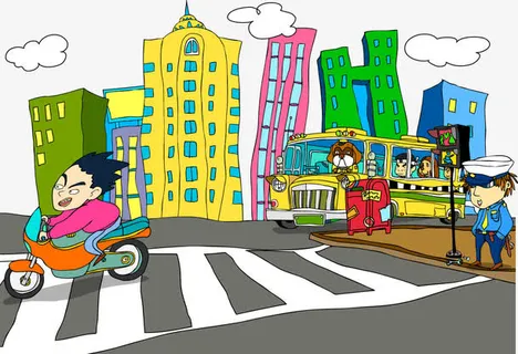 人行道卡通矢量图免抠