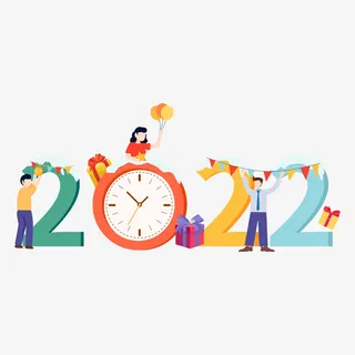 2022新年节日节庆数字人物花字艺术字免抠