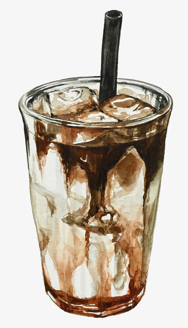 卡通手绘咖啡拿铁免抠