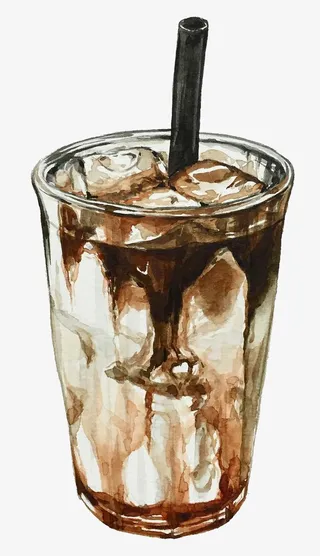 卡通手绘咖啡拿铁免抠