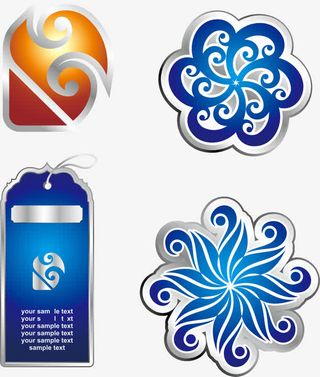 精致花纹标签标贴免抠