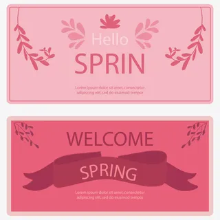 粉红春天横幅矢量素材免抠