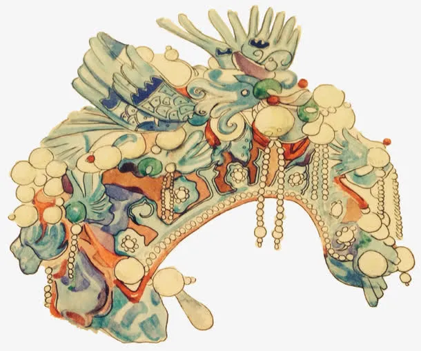 手绘传统凤冠免抠