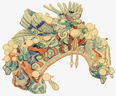 手绘传统凤冠免抠