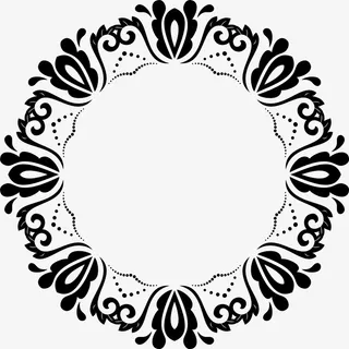 黑色花纹圆圈免抠