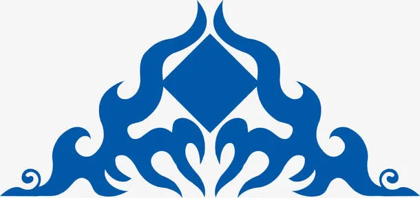 古代蓝色花纹矢量免抠