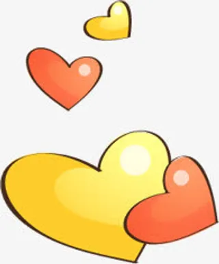 春天手绘黄红色爱心免抠
