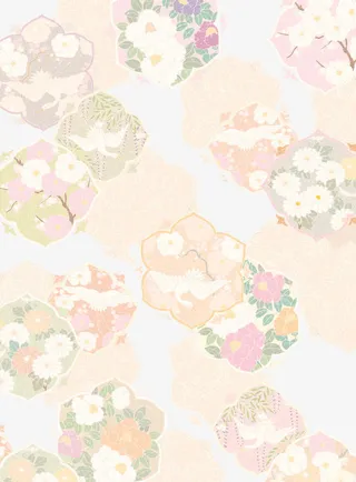 暖色日式花纹底纹免抠