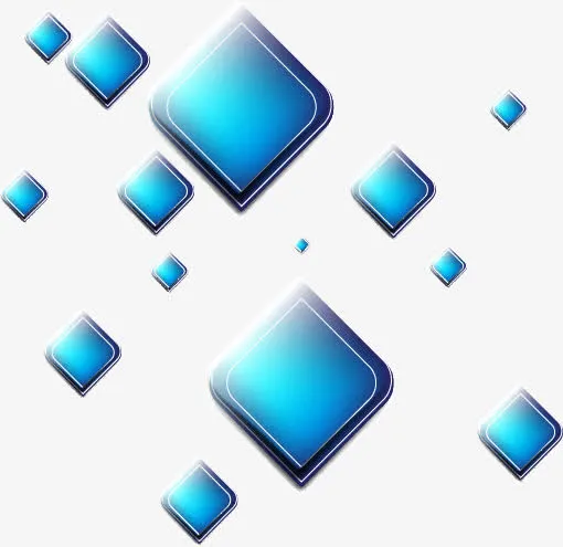 蓝色科技抽象几何块免抠