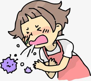 手绘卡通女青年咳嗽免抠免抠