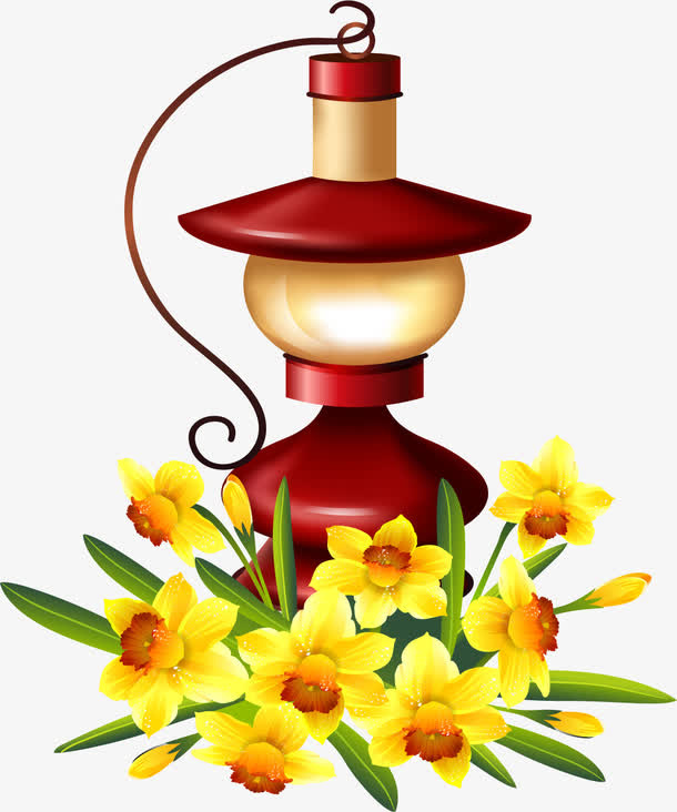 花丛里的灯笼免抠