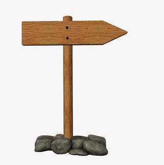 手绘木头箭头路牌免抠