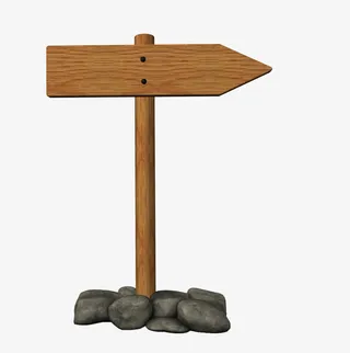 手绘木头箭头路牌免抠