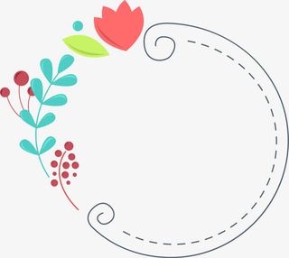 花朵绿叶可爱边框免抠