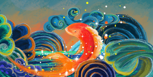 大气国潮高端背景鲤鱼高清