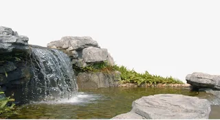 园林假山流水免抠