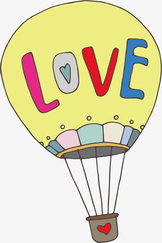 矢量手绘彩色热气球免抠