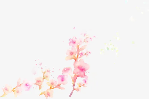 手绘粉色唯美古风桃花插图免抠