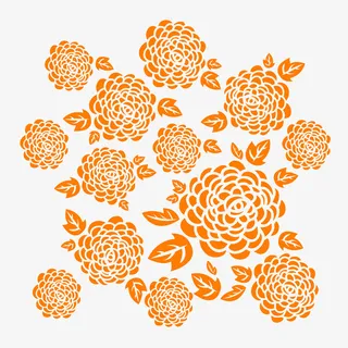 黄色国风节日花纹装饰免抠