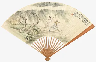 儒家元素的扇子免抠