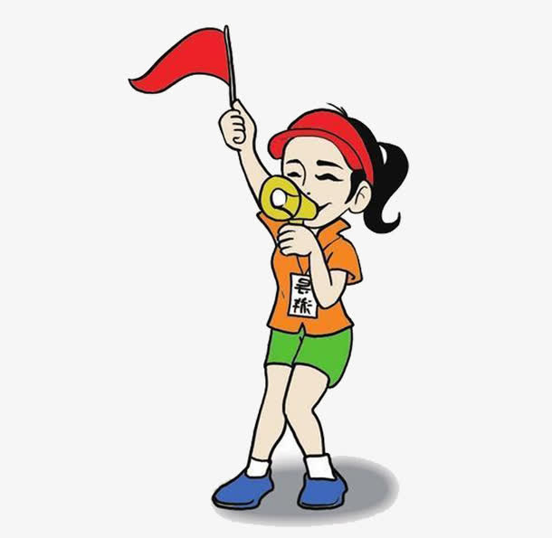 拿着导游旗和大喇叭的导游免抠