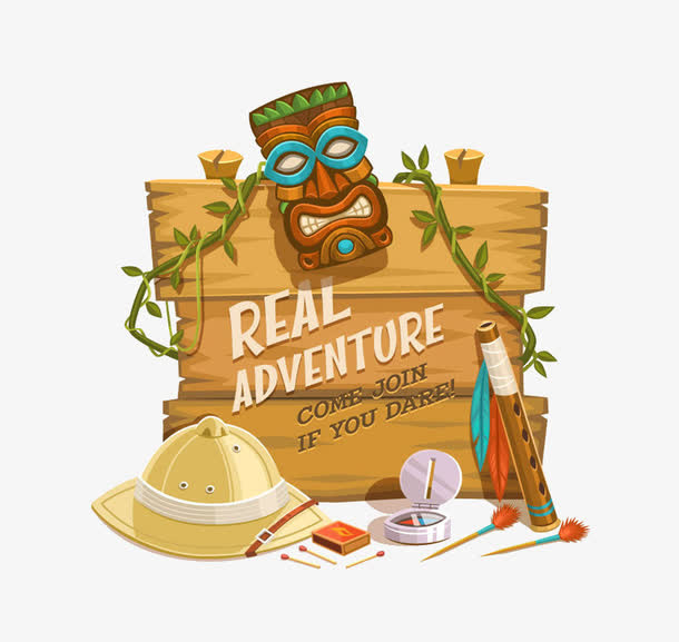 木板与面具免抠