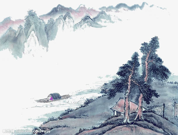 水墨山水画免抠
