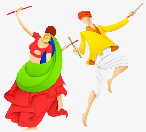 民族风双人舞卡通绘画免抠