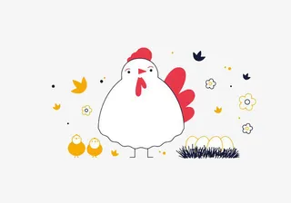 手绘卡通鸡仔免抠