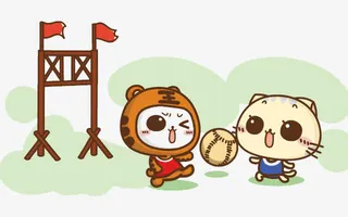 手绘卡通踢球小猫免抠