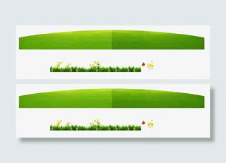 树叶环保草地美景卡通环保草地美景免抠