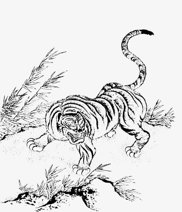 水墨老虎矢量图免抠