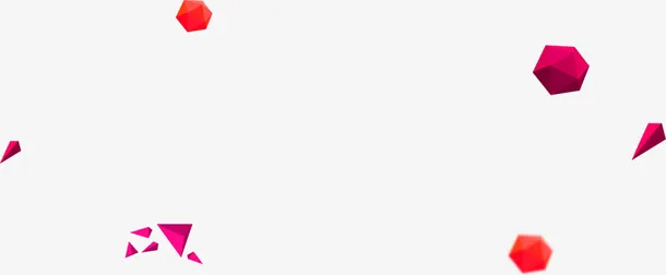 红色清新多边形漂浮素材免抠