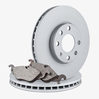 黑色挨着刹车盘的汽车刹车片实物免抠