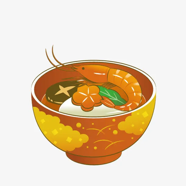 卡通红色味增汤免抠