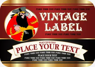 手绘金边黑红底纹人物字母免抠