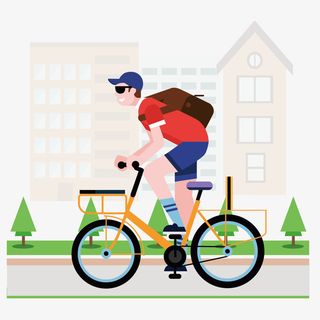 春天  郊游  骑行  一个人免抠