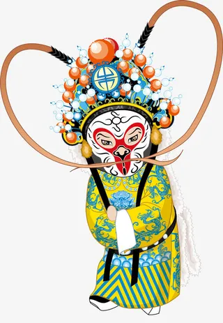 卡通京剧变脸人物免抠