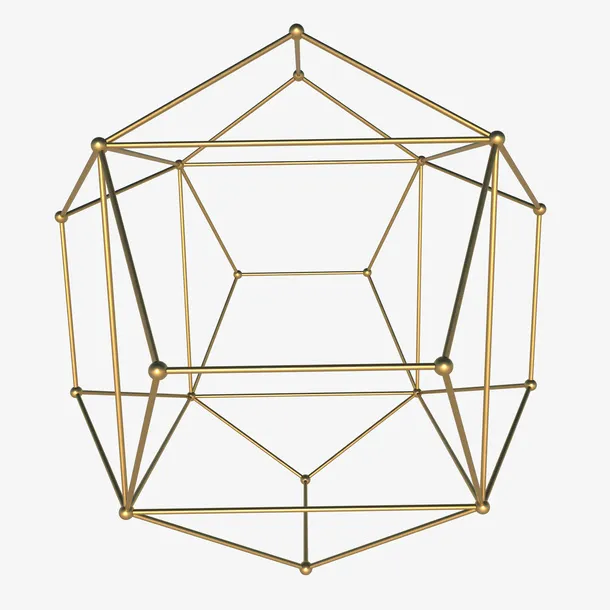 立体的金色立体几何免抠