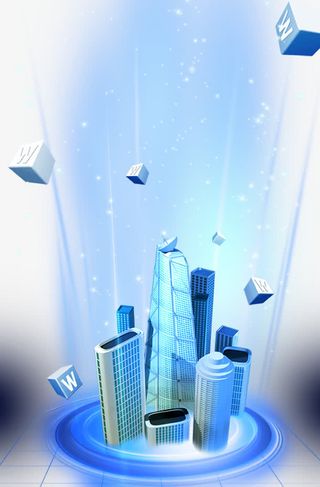 蓝色科技展板免抠