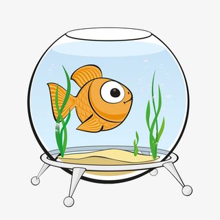手绘矢量金鱼缸免抠