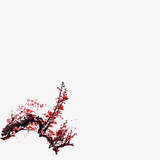 水墨盛开梅花免抠